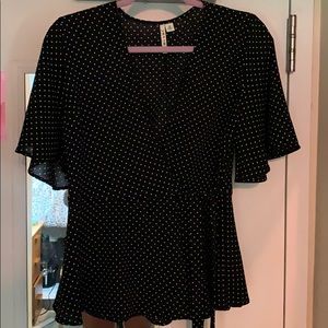 Francesca’s Polka Dot Wrap Top M